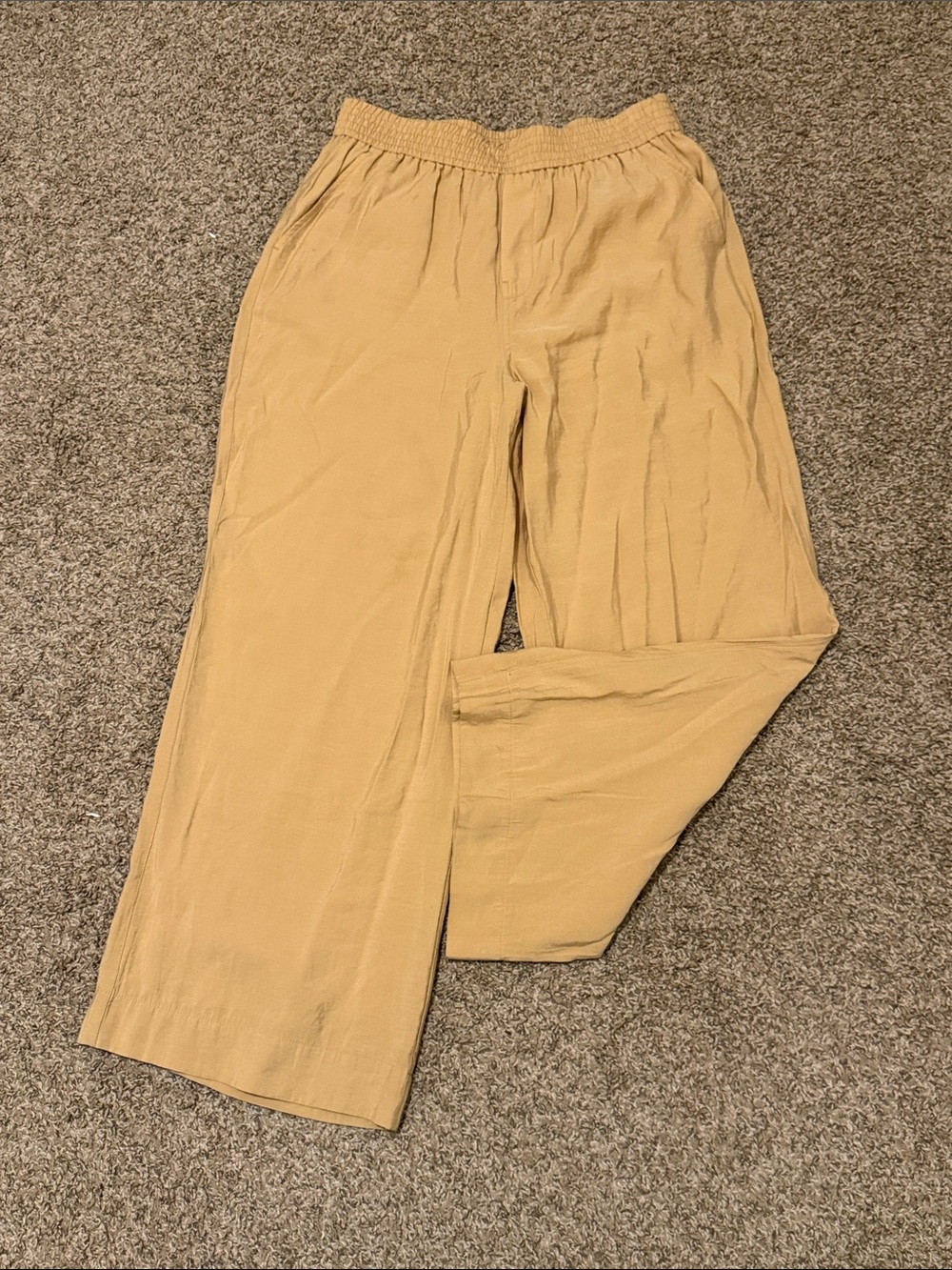 Madewell Pull On Lightweight Lounge Boho Wide-Leg Elastic Waist Pants in Mustard